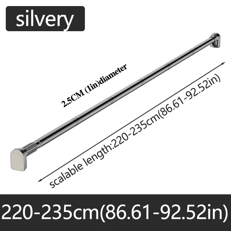 Adjustable Stainless Steel Shower Curtain Rod – Telescopic Pole without Drilling for Bathroom