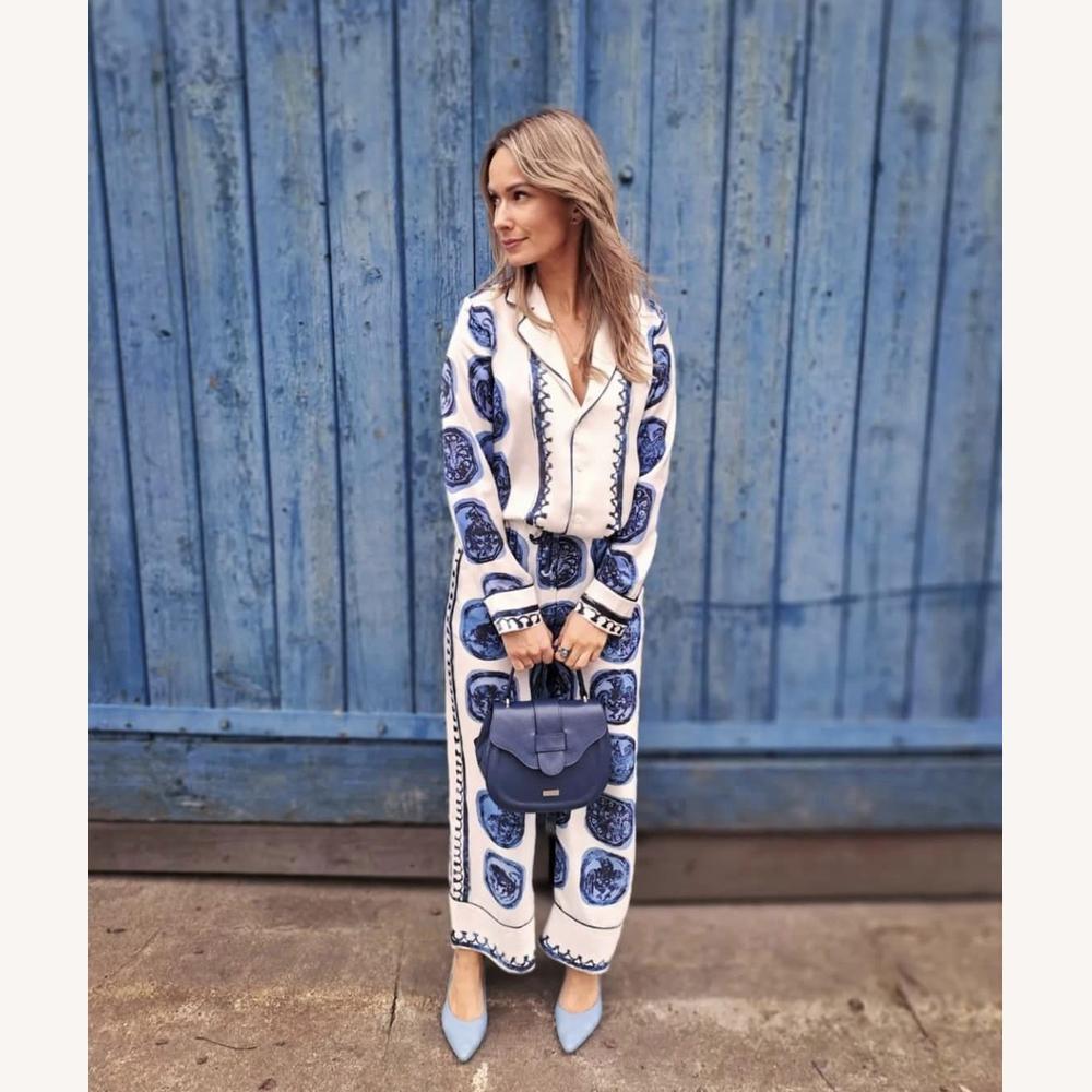 Ensemble Femme Bohème Élégant avec Chemise Fluide et Pantalon Large - Tailleur Pantalon Femme Tendance
