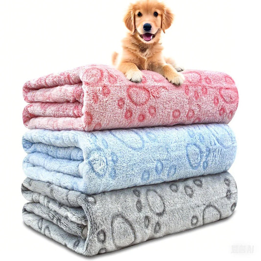 Ultra-Soft Paw Print Dog Blanket – Cozy Flannel Pet Blanket for Indoor and Outdoor Use, Multiple Sizes Available