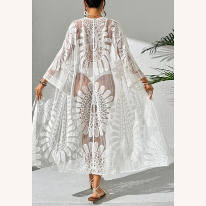 Boho Chic Cardigan Women - Lightweight Summer Embroidered Cover-up for Beach with 3/4 Sleeves and Loose Fit