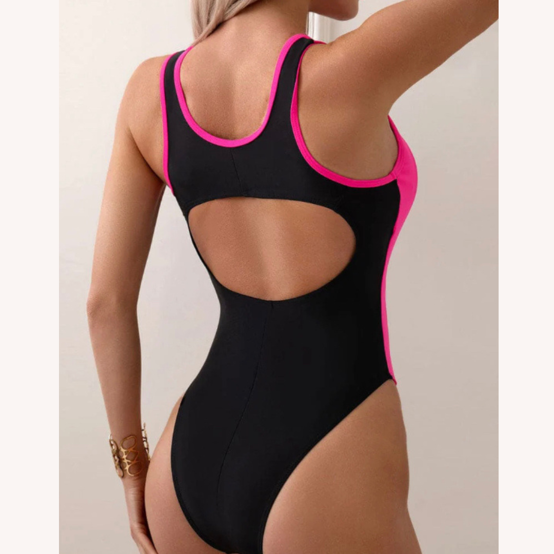 Women's One-Piece Sporty Nylon Swimsuit with Boho Details – Elegance and Comfort for Summer