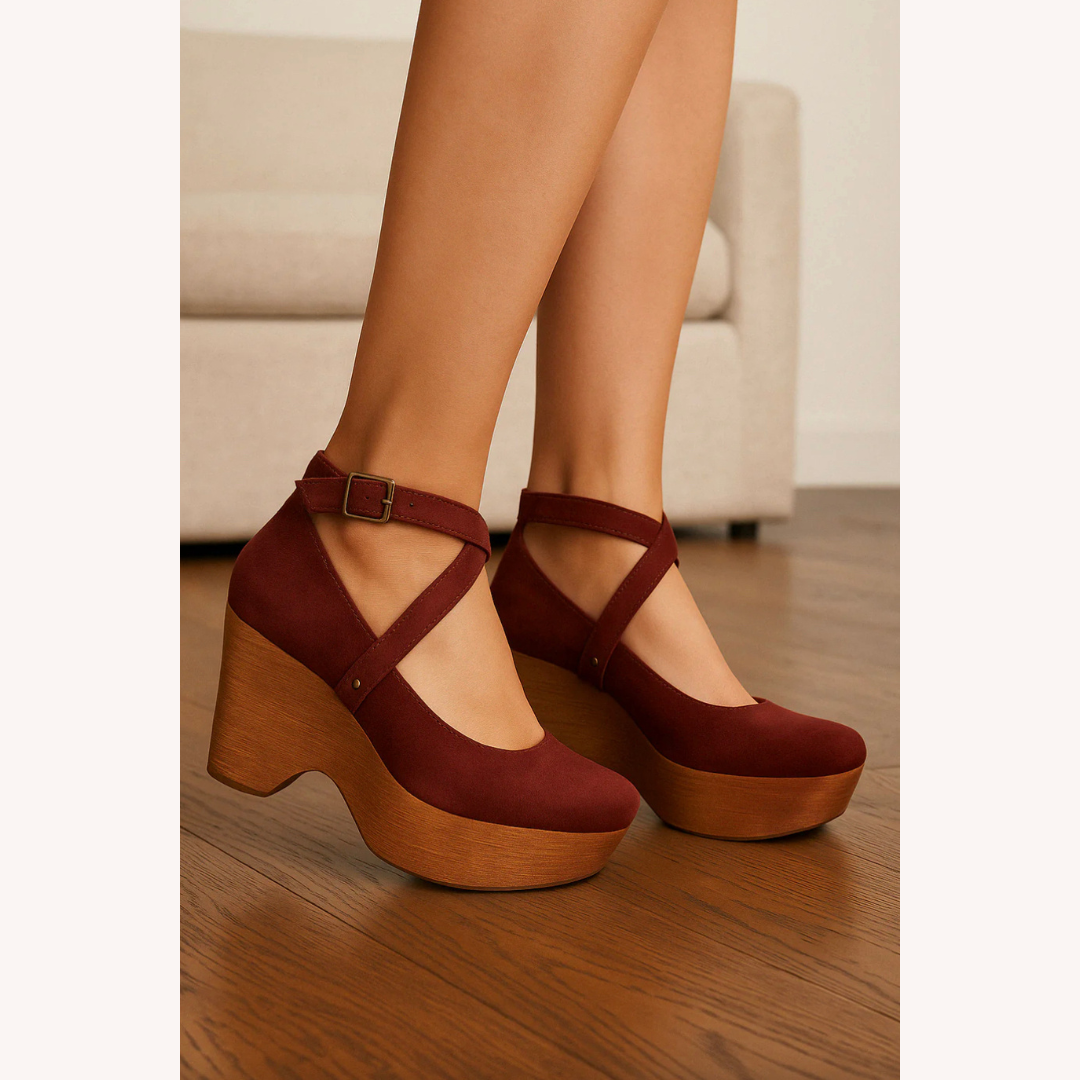 Women's Beige Wedge Shoes Size 38 Faux Leather Chic