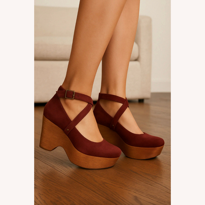 Women's Beige Wedge Shoes Size 38 Faux Leather Chic