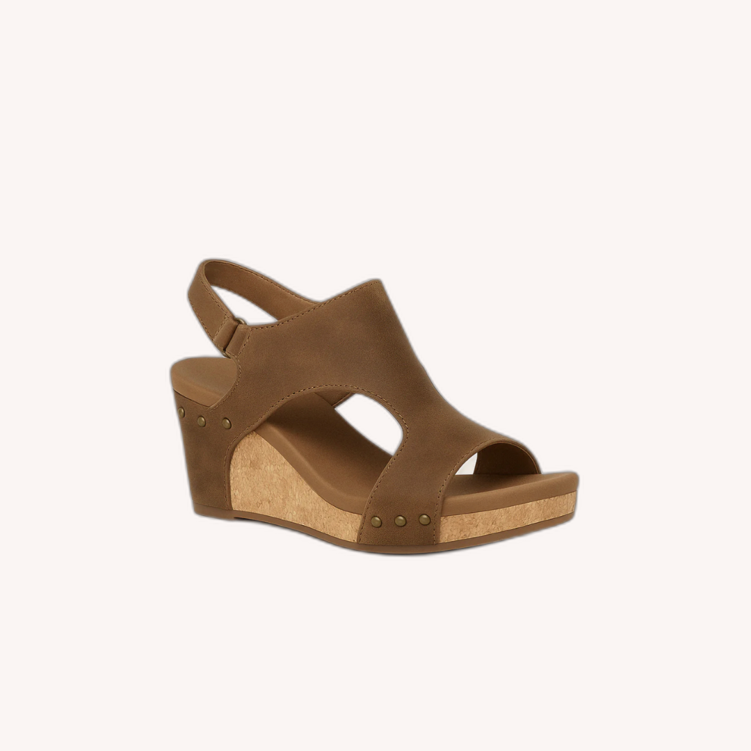 Sandales Compensées Femme Beige Taille 38 Cuir Synthétique