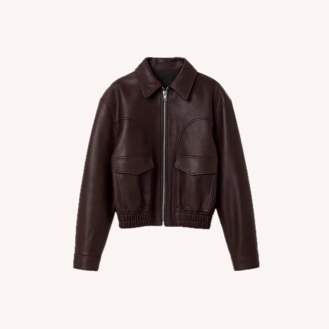 Veste Bomber Femme en Cuir Synthétique Élégante avec Taille Élastiquée – Style Moderne et Polyvalent