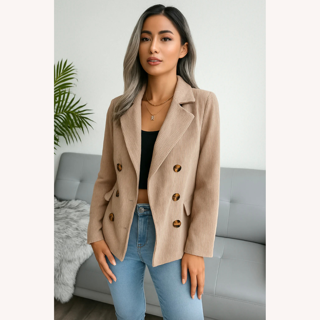 Blazer Homme en Velours Côtelé Noir à Double Boutonnage – Élégant et Décontracté pour Toutes Occasions