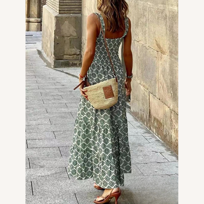 Women's Long Bohemian Dress with Unique Print – Elegant and Flowing for Summer, Ideal for Special Occasions