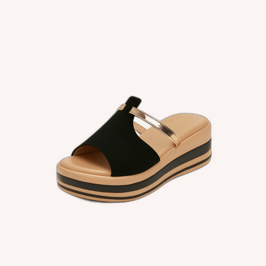 Women's Beige Wedge Sandals Size 38 Synthetic Leather