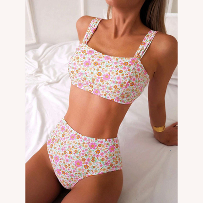 High Waist Bikini Women Boho Blossom with Floral Pattern – Elegant and Comfortable Swimsuit for Summer