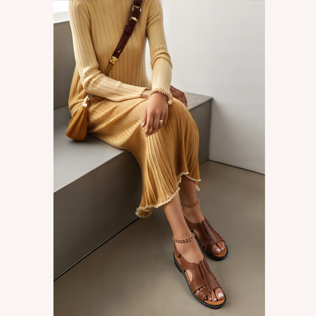 Women's Beige Sandals Size 38 Synthetic Leather Orthopedic Comfort Ergonomic