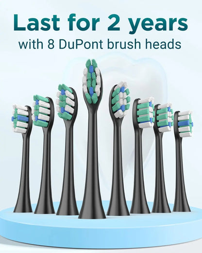 Upgraded Sonic Electric Toothbrush with 8 Brush Heads and IPX7 Waterproof Design – Ideal for Adults and Kids 12+