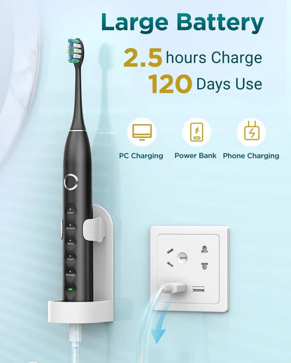 Upgraded Sonic Electric Toothbrush with 8 Brush Heads and IPX7 Waterproof Design – Ideal for Adults and Kids 12+