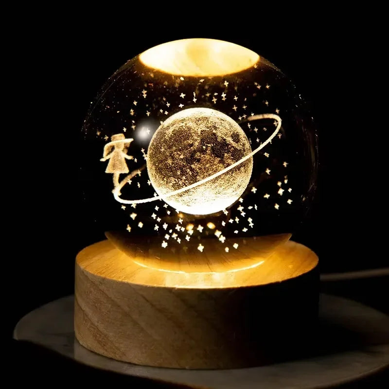 Veilleuse Bébé Personnalisée en Cristal Lumineux avec Alimentation USB – Lampe de Nuit Multicolore pour Enfants et Adultes