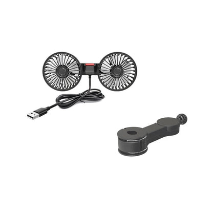 Ventilateur USB portable avec 3 vitesses pour voiture avec double tête et rotation à 360°