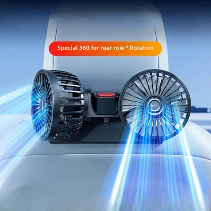Ventilateur USB portable avec 3 vitesses pour voiture avec double tête et rotation à 360°