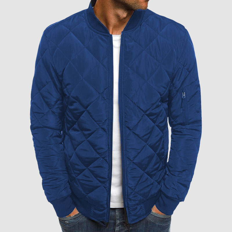 Veste Bomber Matelassée Légère pour Homme avec Poche Zippée - Col Côtelé
