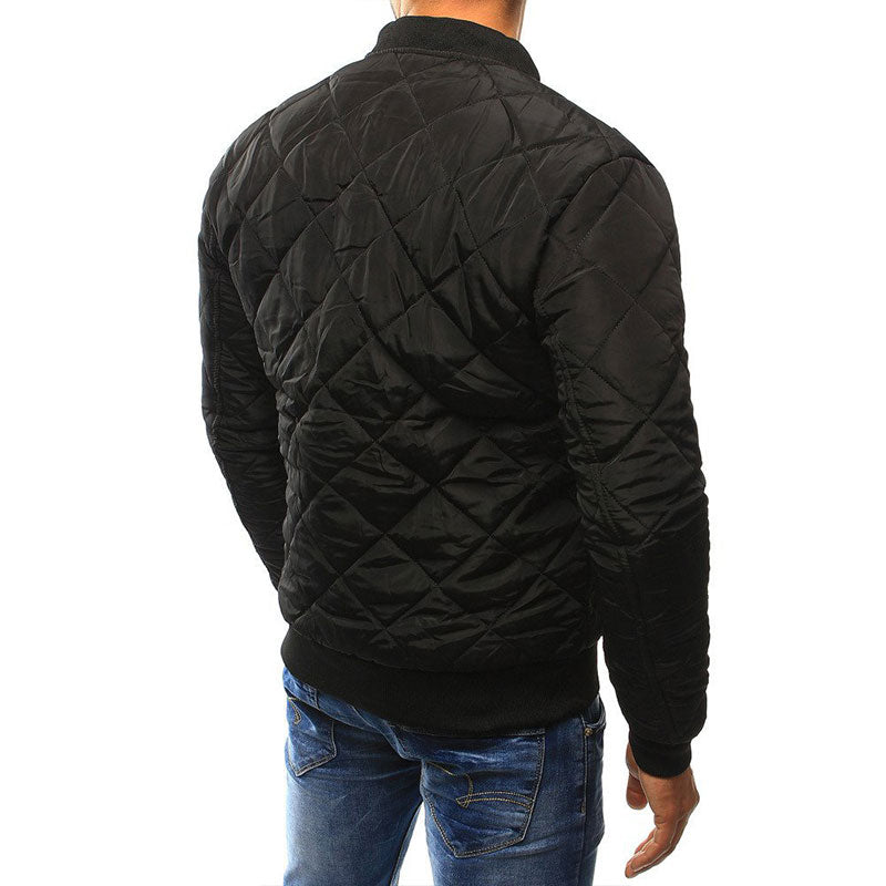 Veste Bomber Matelassée Légère pour Homme avec Poche Zippée - Col Côtelé