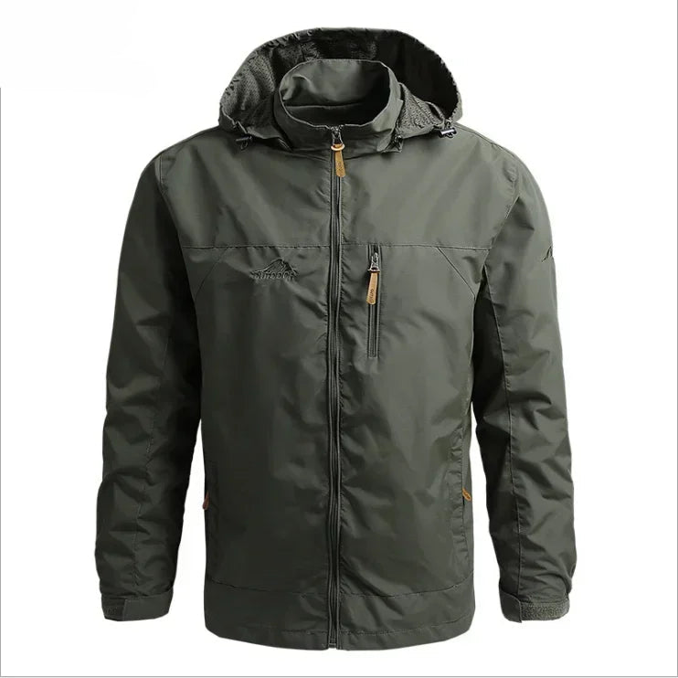 Men's Waterproof Jacket with Hood – Windbreaker in Polyester for Autumn