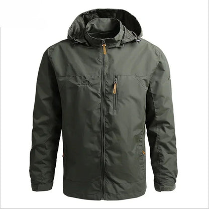 Men's Waterproof Jacket with Hood – Windbreaker in Polyester for Autumn
