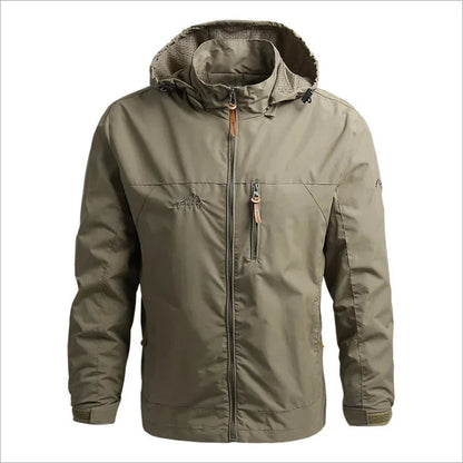 Men's Waterproof Jacket with Hood – Windbreaker in Polyester for Autumn