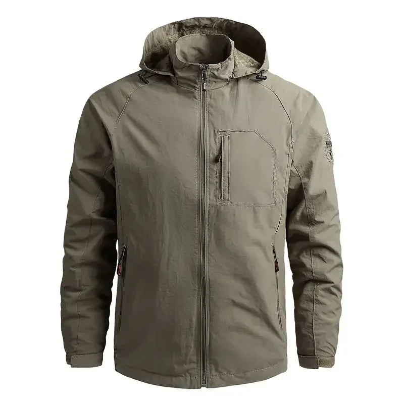 Veste Imperméable pour Hommes avec Capuche Amovible – Coupe-Vent en Polyester pour Camping et Activités de Plein Air