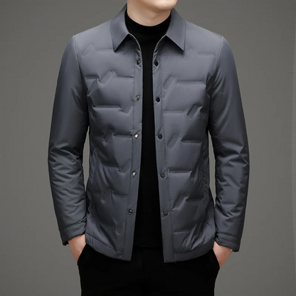 Lightweight Quilted Jacket for Men with Shirt Collar and Down Padding