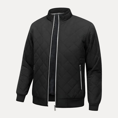 Lightweight Quilted Jacket for Men with Stand-up Collar and Zipped Pockets