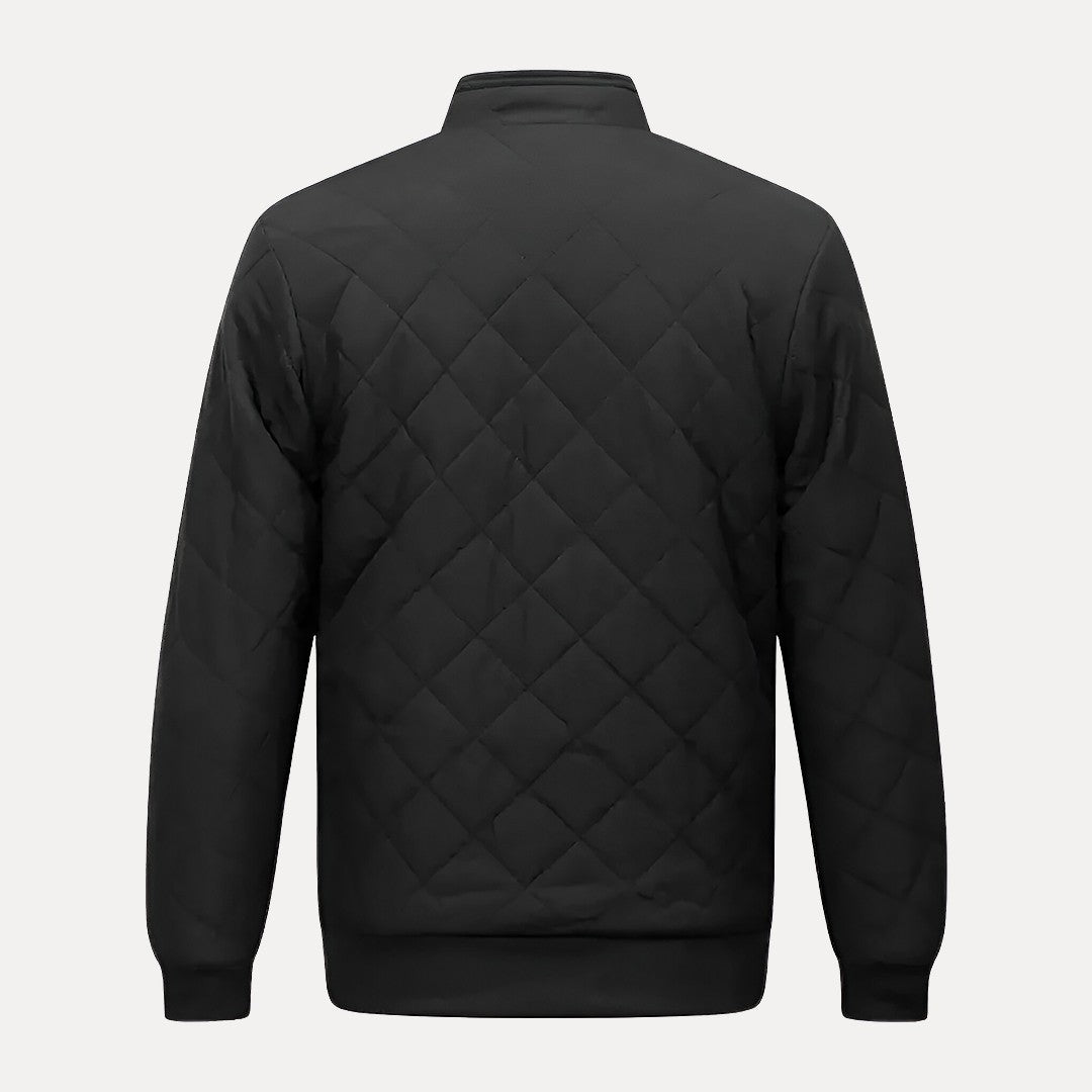 Lightweight Quilted Jacket for Men with Stand-up Collar and Zipped Pockets