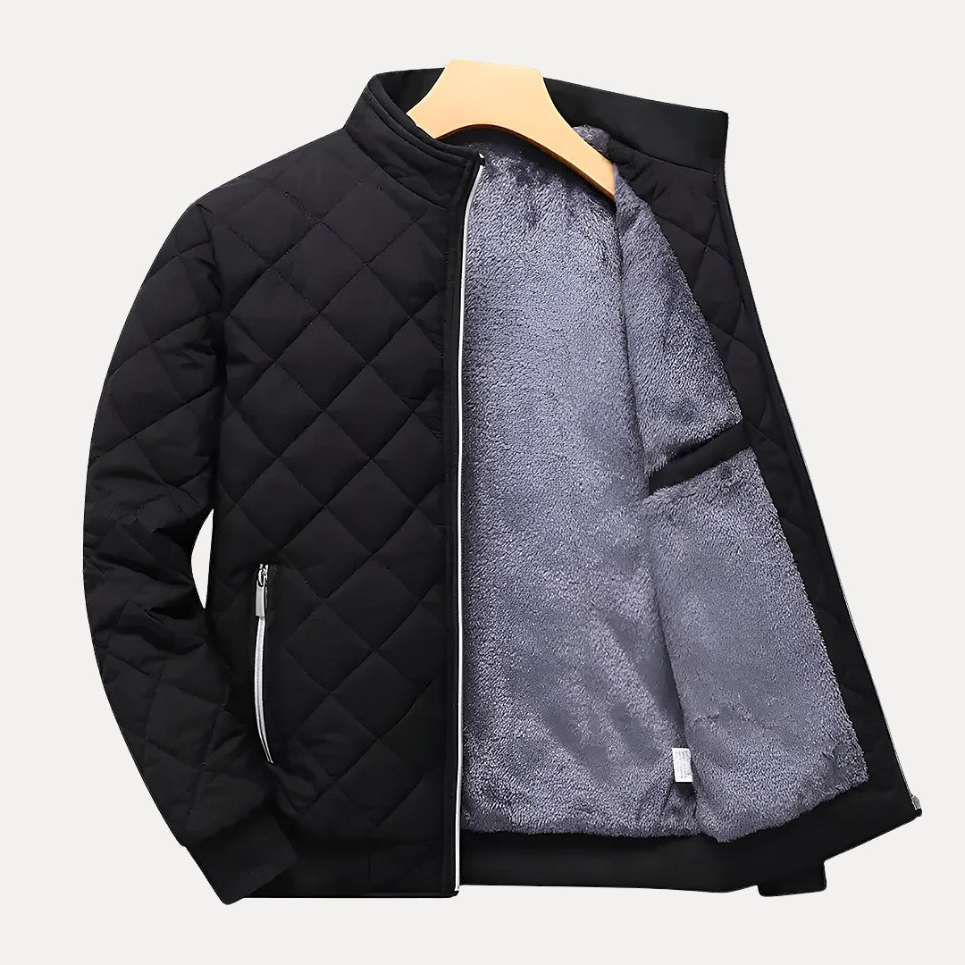 Lightweight Quilted Jacket for Men with Stand-up Collar and Zipped Pockets
