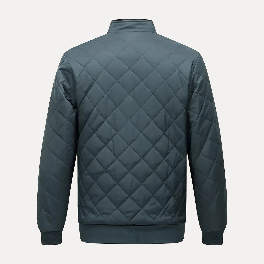 Lightweight Quilted Jacket for Men with Stand-up Collar and Zipped Pockets