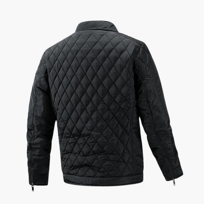 Lightweight Quilted Jacket for Men with Insulation and Stand-up Collar - Water-Resistant Polyester
