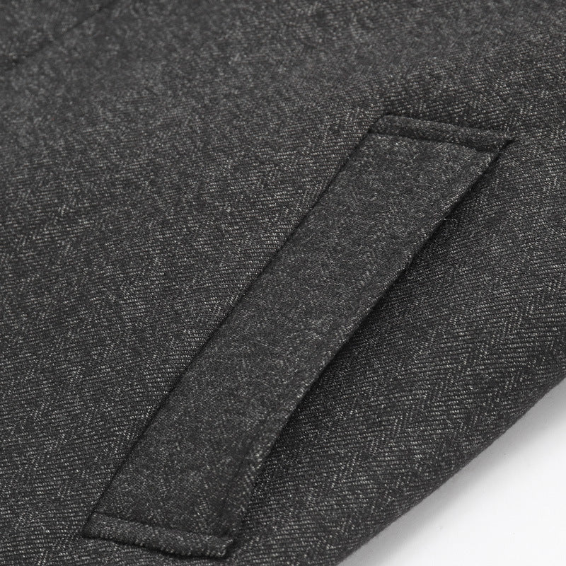 Veste Mi-Longue en Laine pour Homme avec Col en Peluche – Hiver Confortable