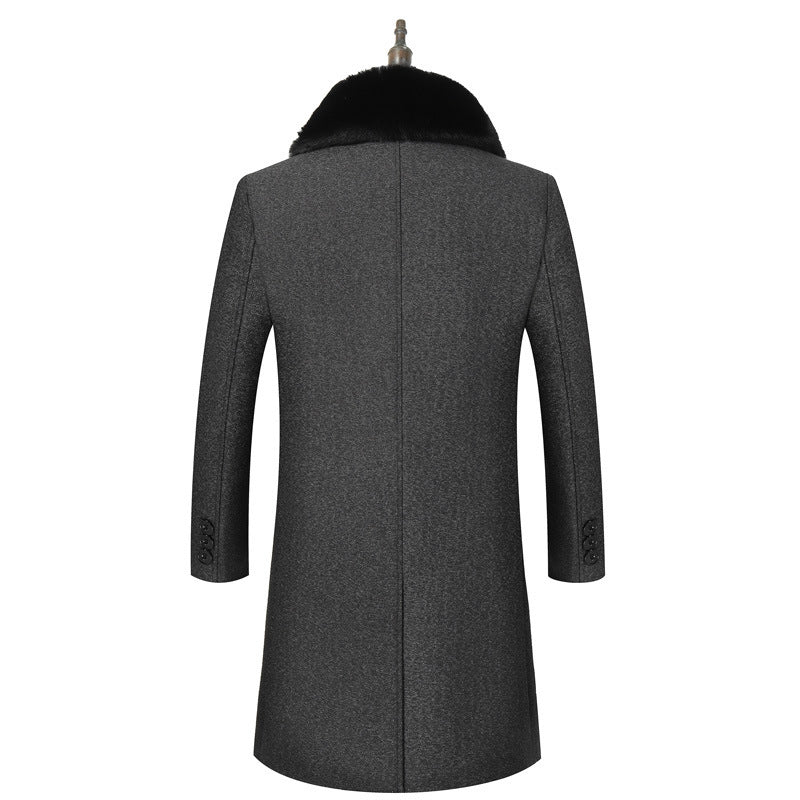 Veste Mi-Longue en Laine pour Homme avec Col en Peluche – Hiver Confortable