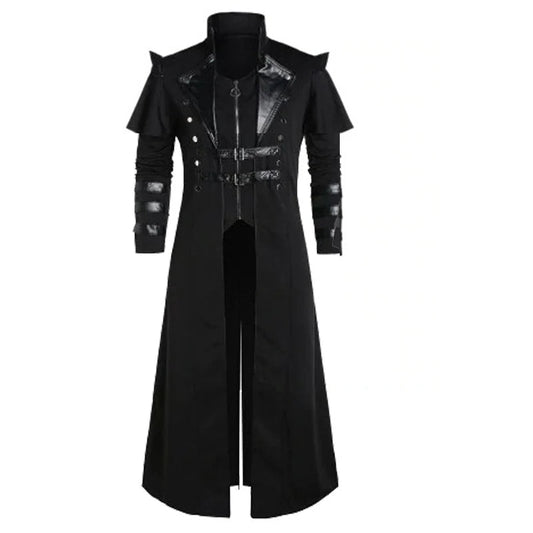 Gothic Steampunk Trench Coat in Polyester for Halloween Costume