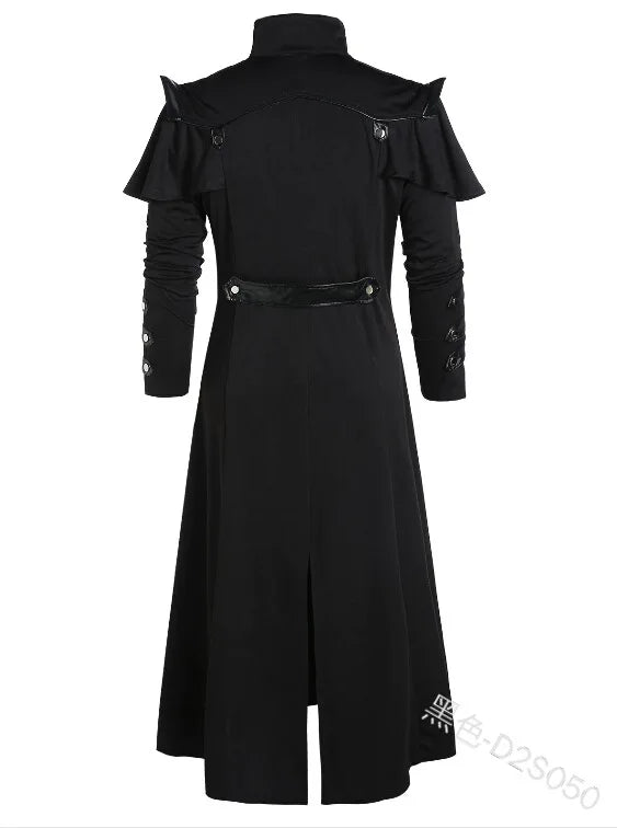 Gothic Steampunk Trench Coat in Polyester for Halloween Costume