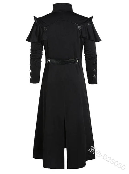 Gothic Steampunk Trench Coat in Polyester for Halloween Costume