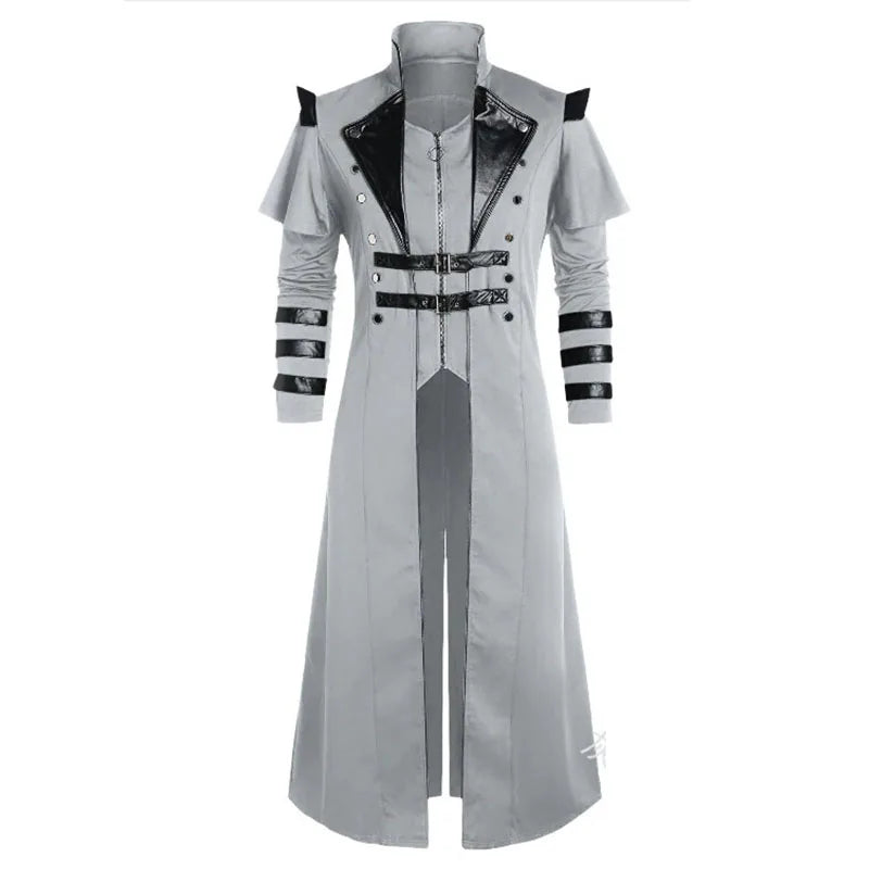Gothic Steampunk Trench Coat in Polyester for Halloween Costume