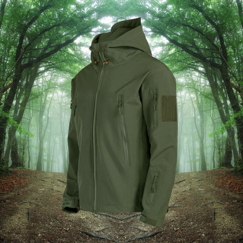 Veste d'extérieur imperméable pour hommes - Coupe militaire en polyester et coton