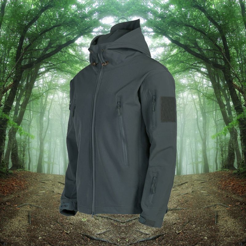 Veste d'extérieur imperméable pour hommes - Coupe militaire en polyester et coton