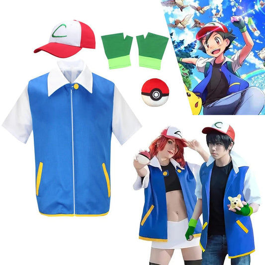 Ash Ketchum Cosplay Jacket for Children – 2025 Halloween Vest in Polyester