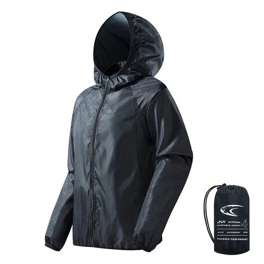 Men's Waterproof Hiking Jacket with Hood, Quick-Drying, Breathable and Compact - Polyester
