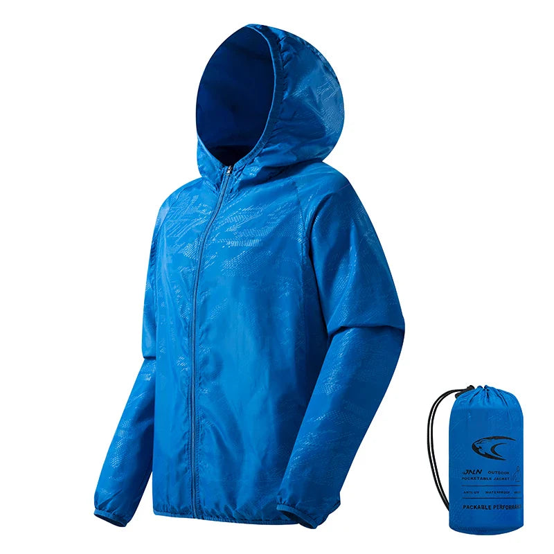 Veste de Randonnée Imperméable Homme avec Capuche, Séchage Rapide, Respirante et Compacte - Polyester