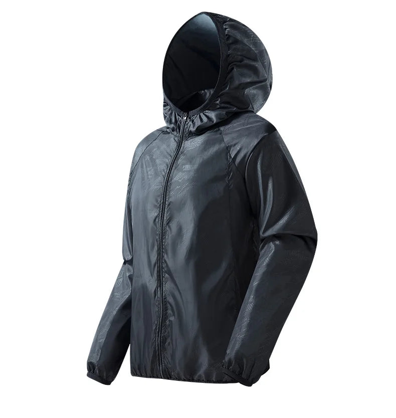 Veste de Randonnée Imperméable Homme avec Capuche, Séchage Rapide, Respirante et Compacte - Polyester