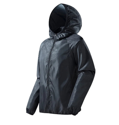 Men's Waterproof Hiking Jacket with Hood, Quick-Drying, Breathable and Compact - Polyester