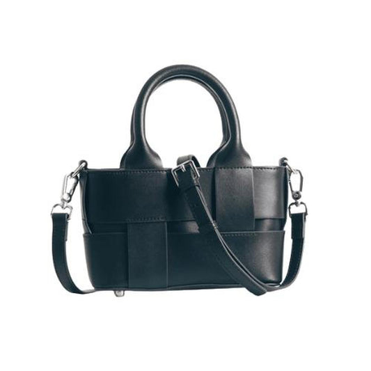 Woven leather handbag for women – Vintage design, spacious interior, removable shoulder strap, 4 trendy colors