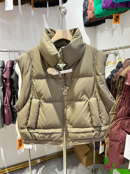 Wanda Down Vest | Cropped Boxy, PU Shell