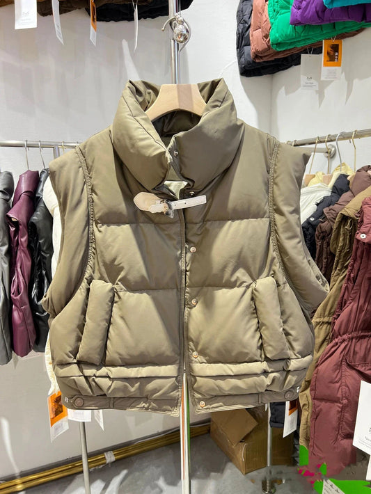 Wanda Down Vest | Cropped Boxy, PU Shell