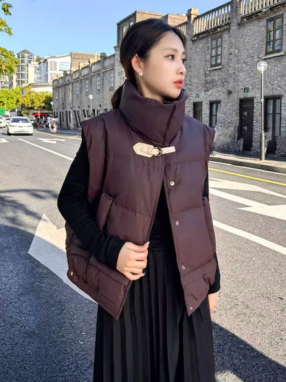 Wanda Down Vest | Cropped Boxy, PU Shell