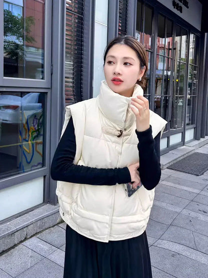 Wanda Down Vest | Cropped Boxy, PU Shell