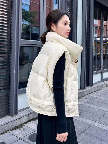 Wanda Down Vest | Cropped Boxy, PU Shell